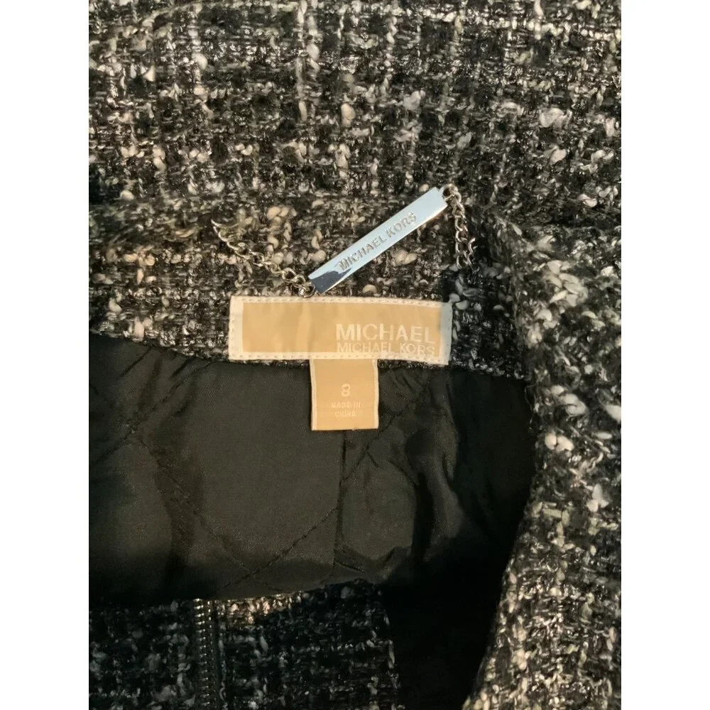 Michael Kors Gray Tweed Zip-Up Jacket, Size 8